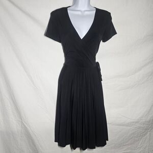 Vintage 90s y2k black gothic v neck a-line dress